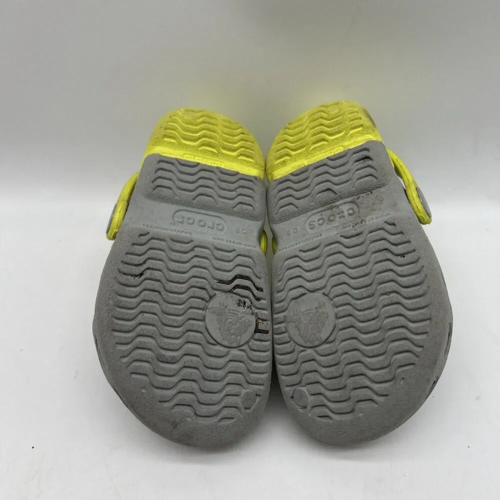 Crocs Toddler Kids Clogs C8 Gray Unisex‎ Electro Back Strap Round Toe